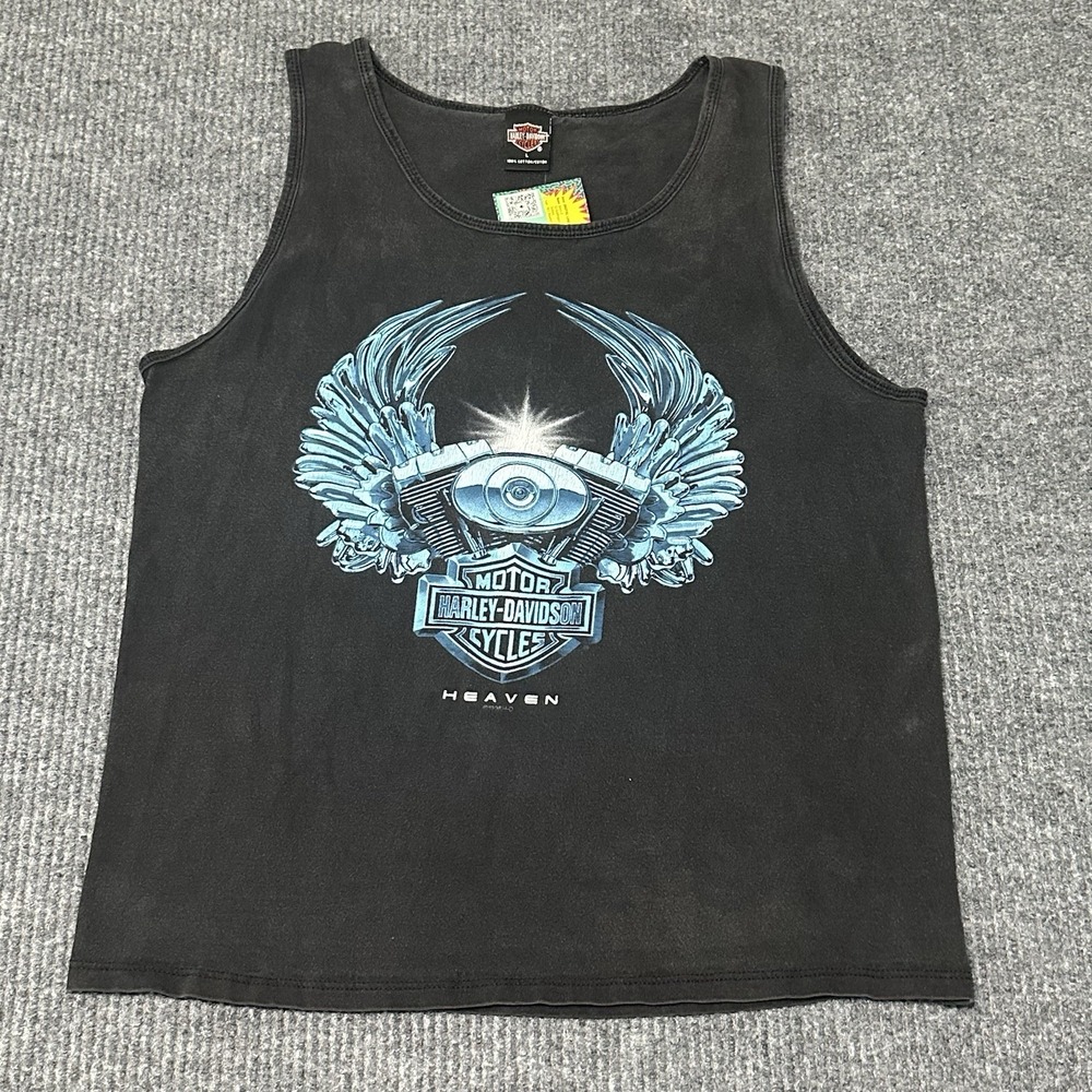 Men's Vintage 1998 Harley Davidson Heaven Conroe,Texas Tank‎ Top Sz.Large Biker